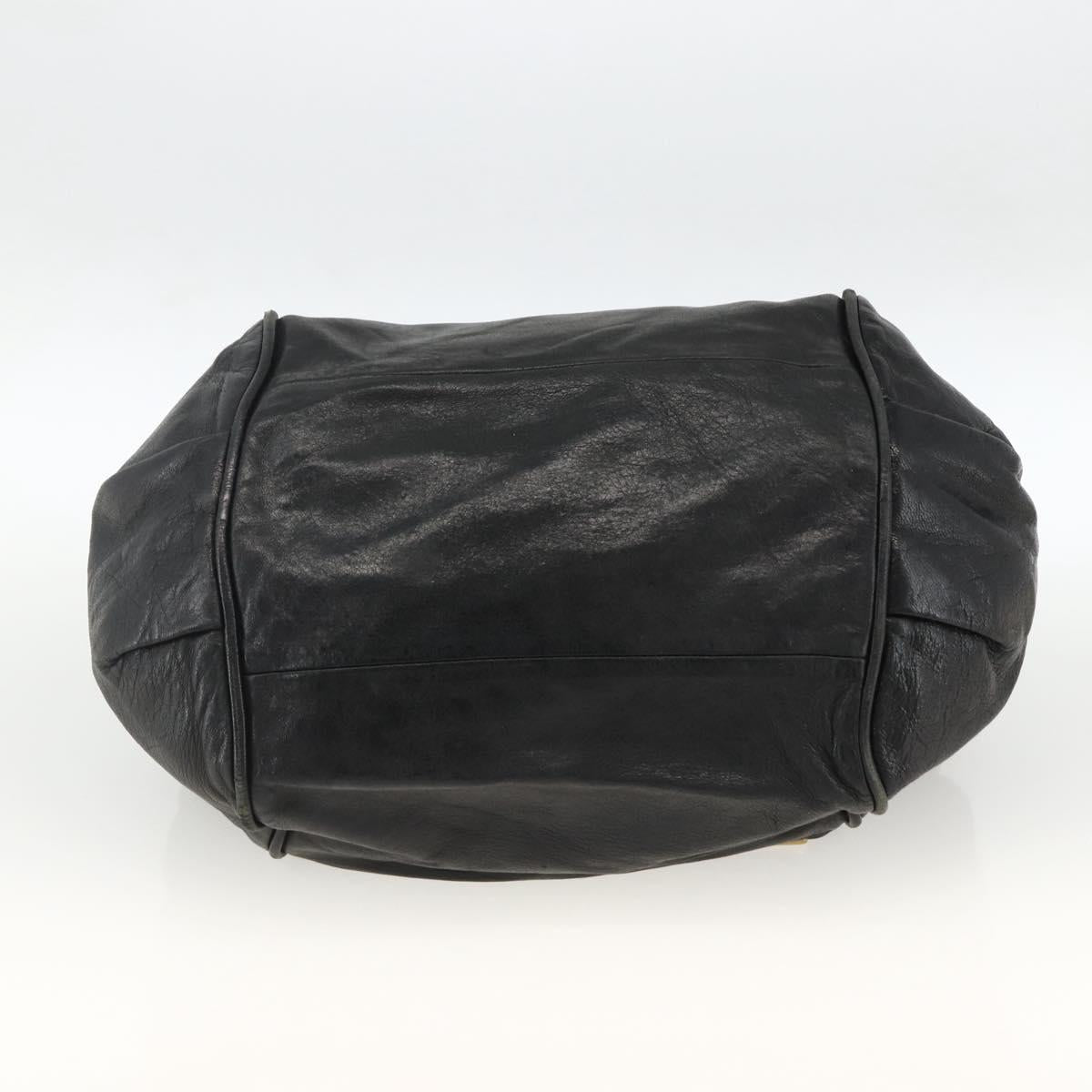 Chloe Etel Hand Bag Leather Black Gold Auth BSZ555