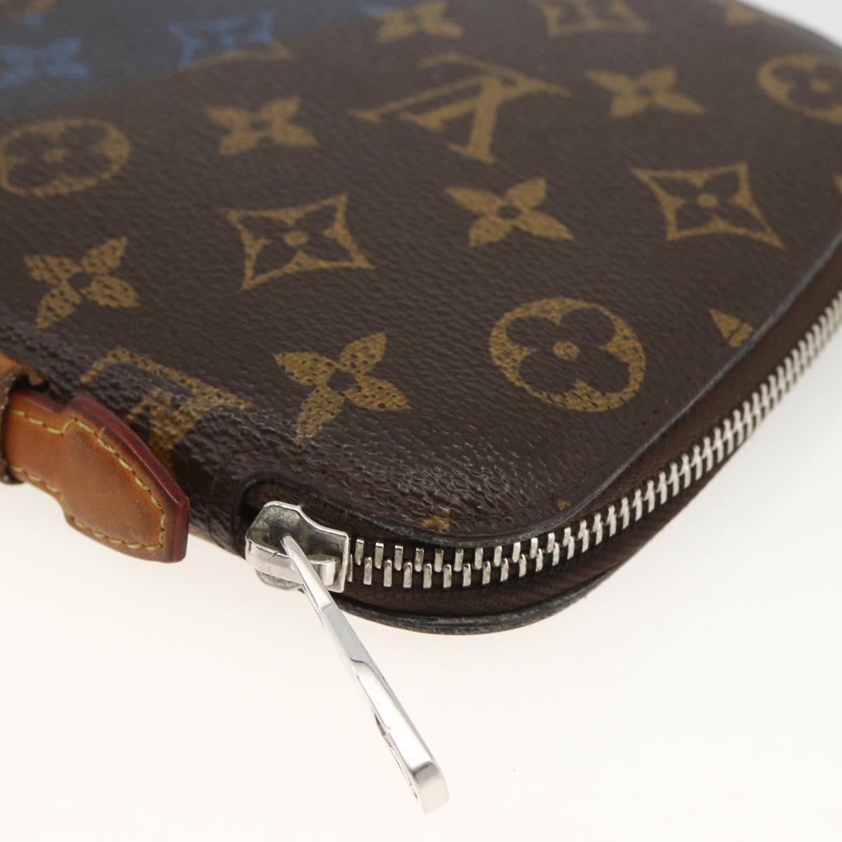 LOUIS VUITTON Monogram V line Atoll Travel Case Blue M61172 LV Auth BSZ564