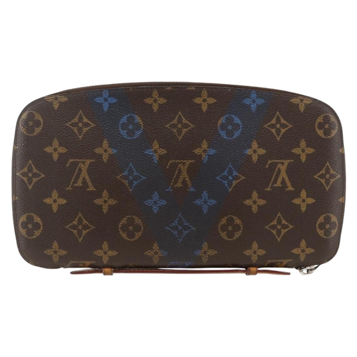 LOUIS VUITTON Monogram V line Atoll Travel Case Blue M61172 LV Auth BSZ564