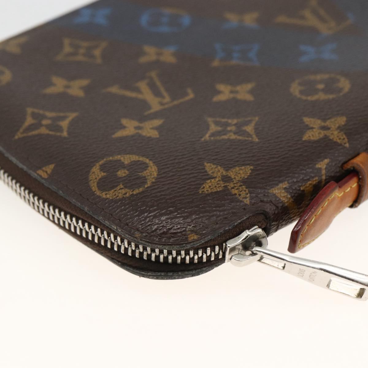 LOUIS VUITTON Monogram V line Atoll Travel Case Blue M61172 LV Auth BSZ564