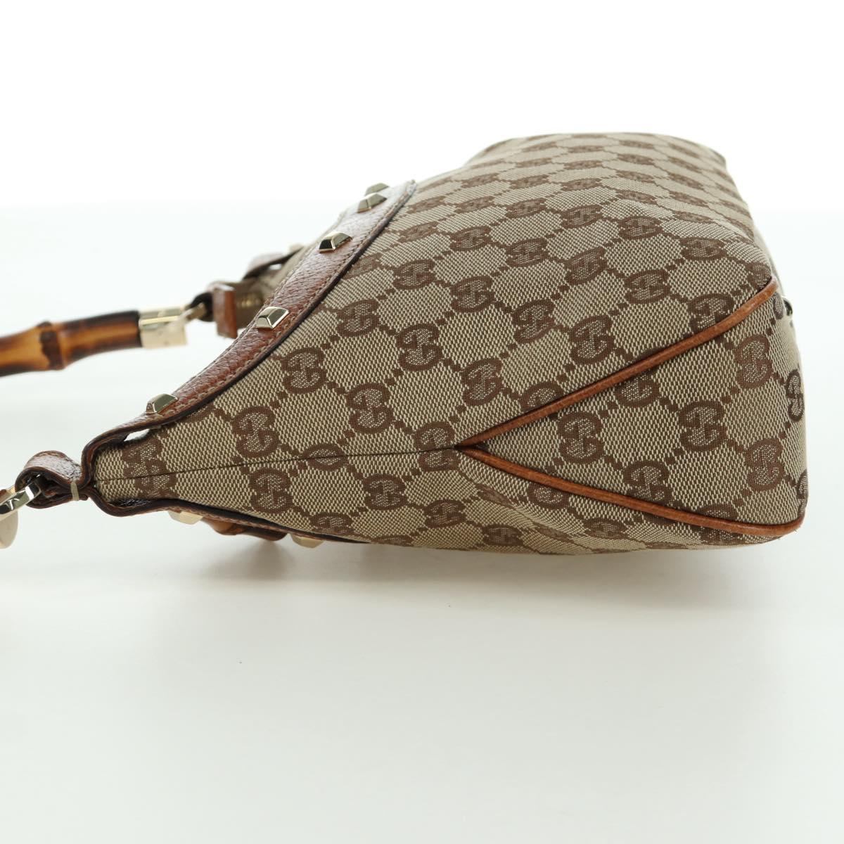 GUCCI GG Canvas Bamboo Hand Bag Beige Gold 137378 Auth BSZ605A