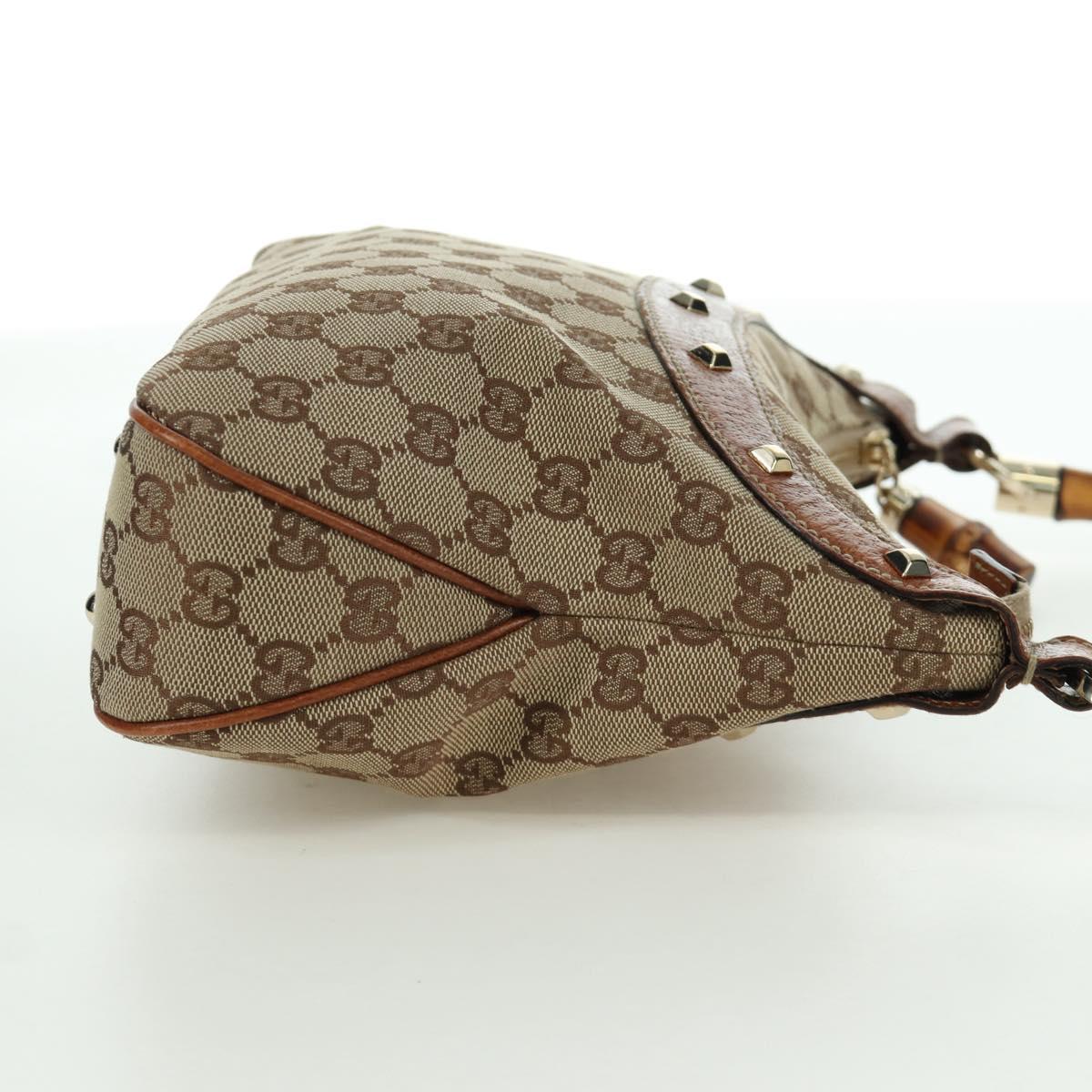 GUCCI GG Canvas Bamboo Hand Bag Beige Gold 137378 Auth BSZ605A
