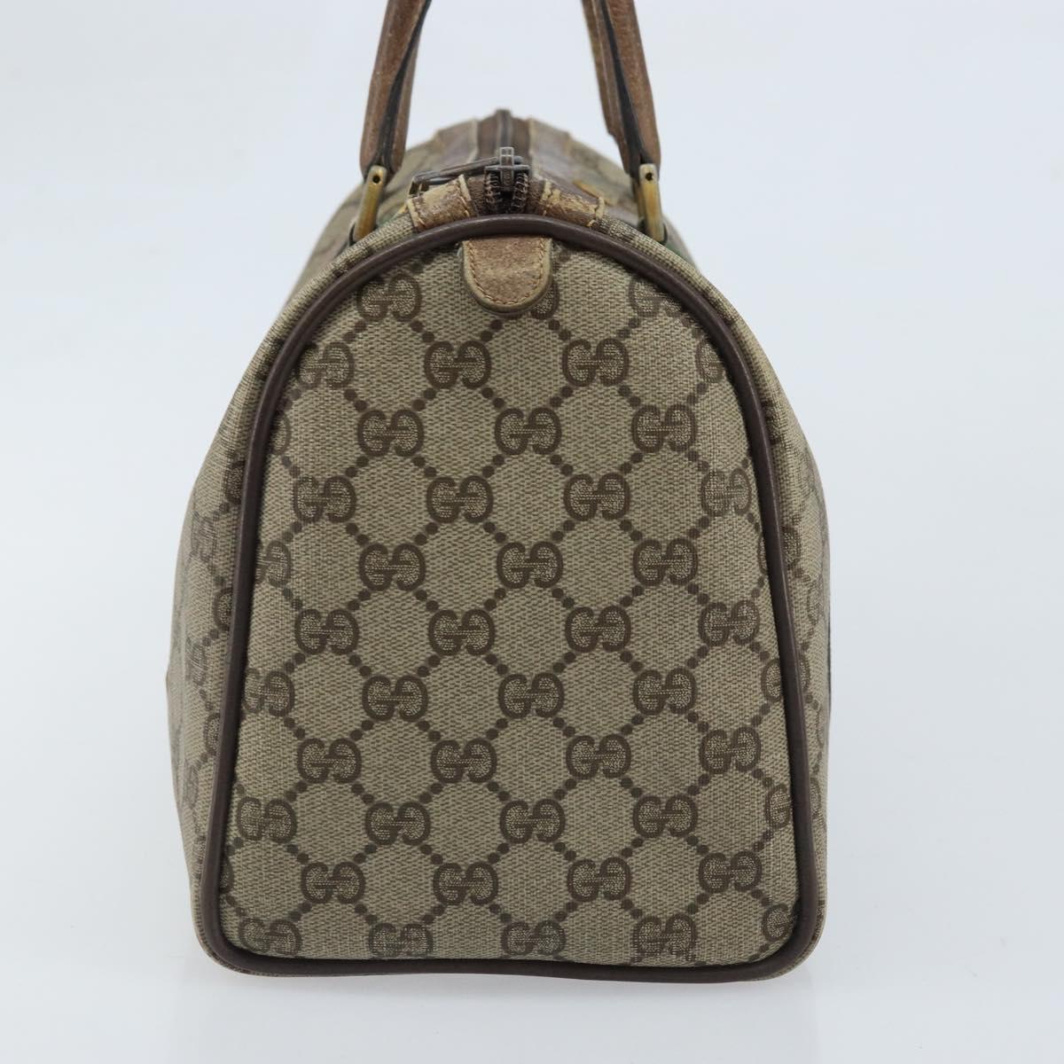 GUCCI GG Supreme Web Sherry Line Boston Bag PVC Beige Gold 58 02 007 Auth BSZ614