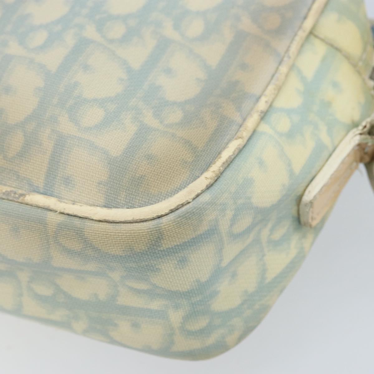 Christian Dior Trotter Canvas Shoulder Bag PVC Light Blue Silver Auth BSZ617