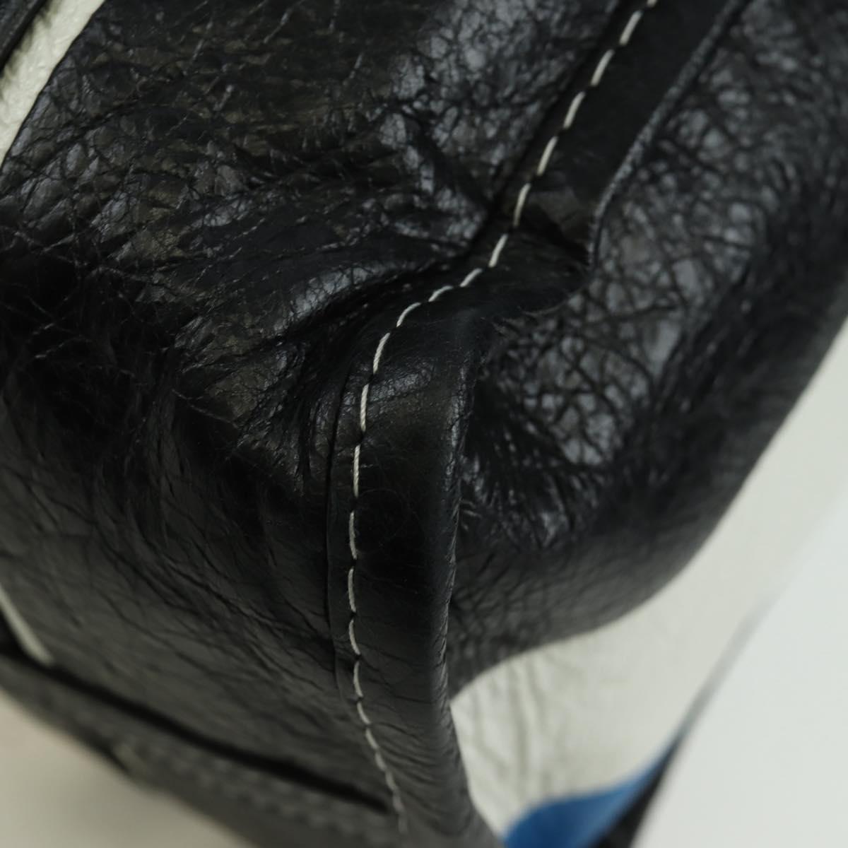 BALENCIAGA Bazaar Shopper S Bag Leather 2way Blue Silver 443096 Auth BSZ626V