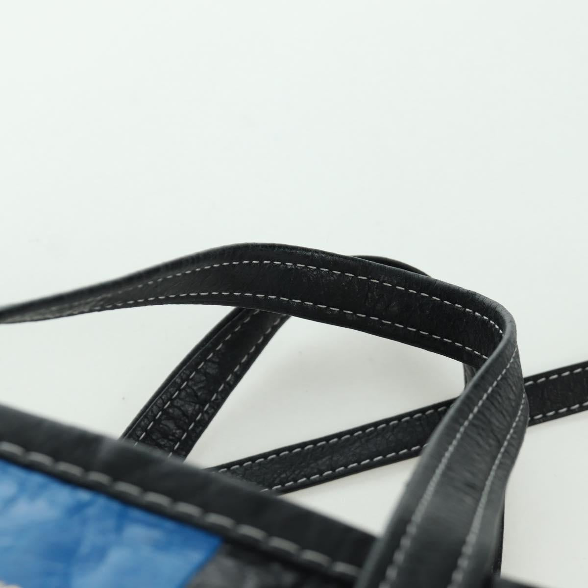 BALENCIAGA Bazaar Shopper S Bag Leather 2way Blue Silver 443096 Auth BSZ626V