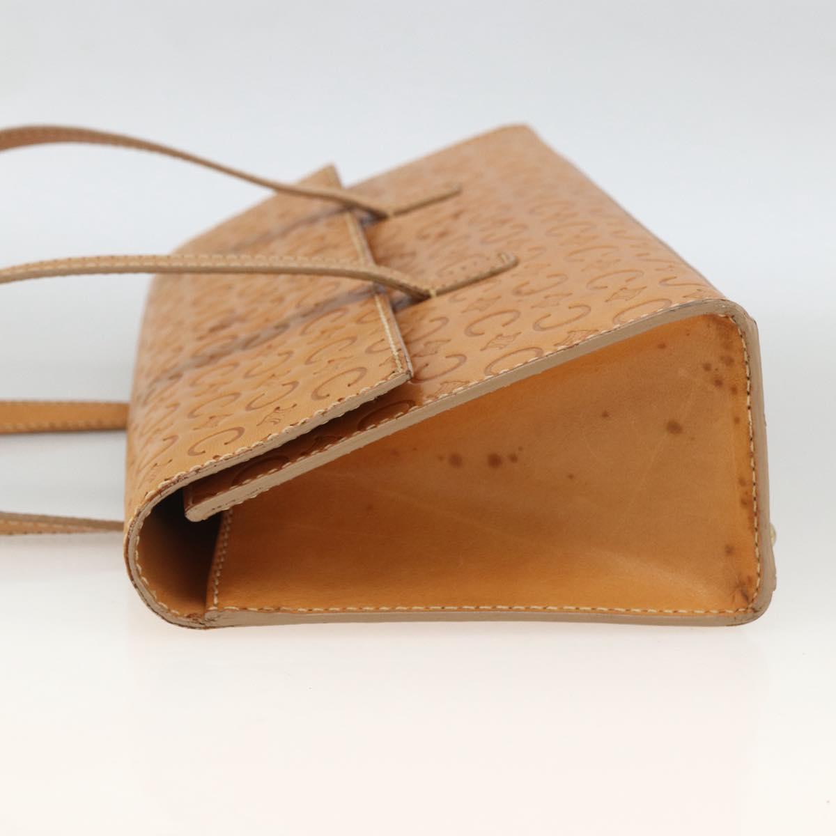 CELINE C Macadam Canvas Hand Bag Leather Beige Gold Auth BSZ627A