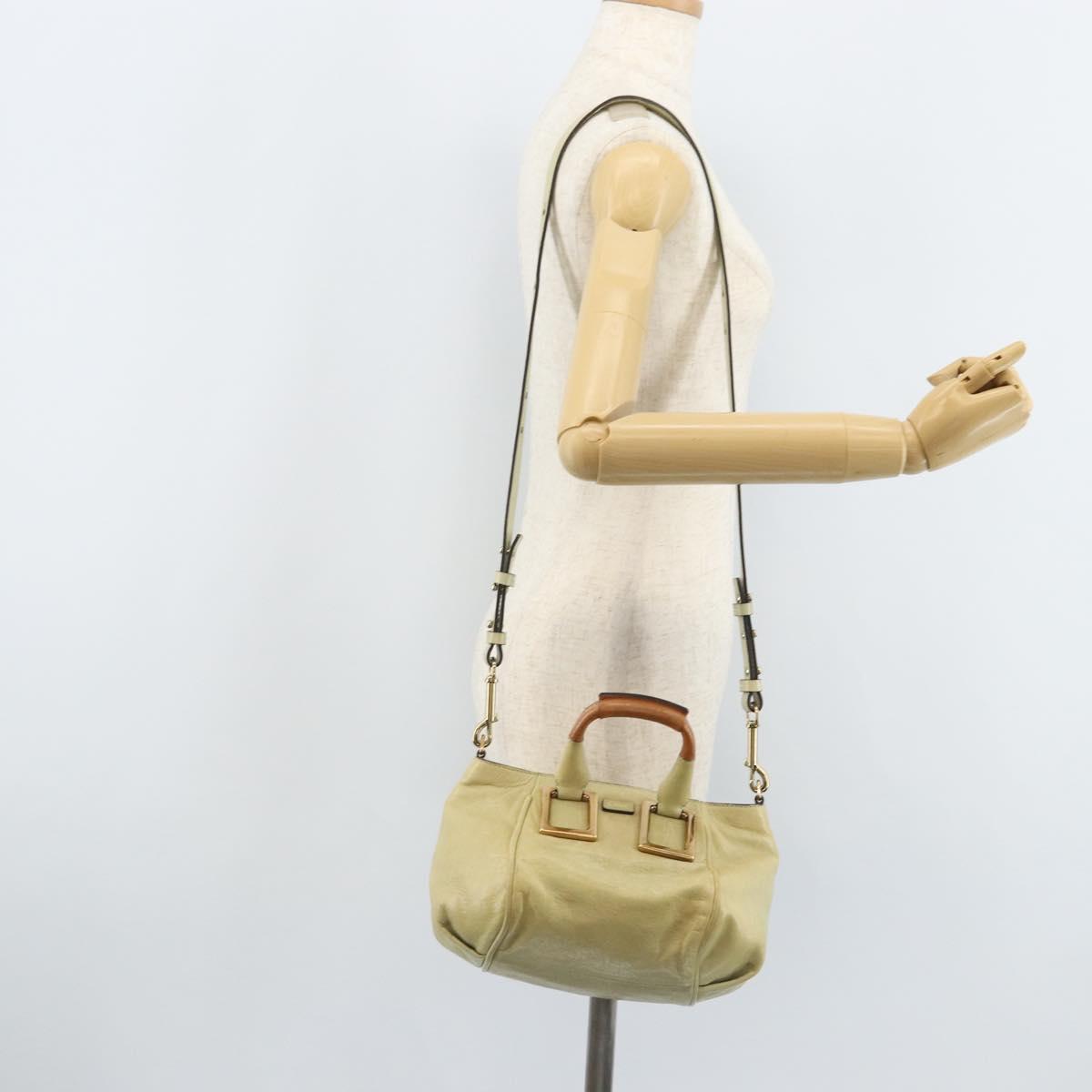 Chloe Etel Hand Bag Leather 2way Beige Gold Auth BSZ628A