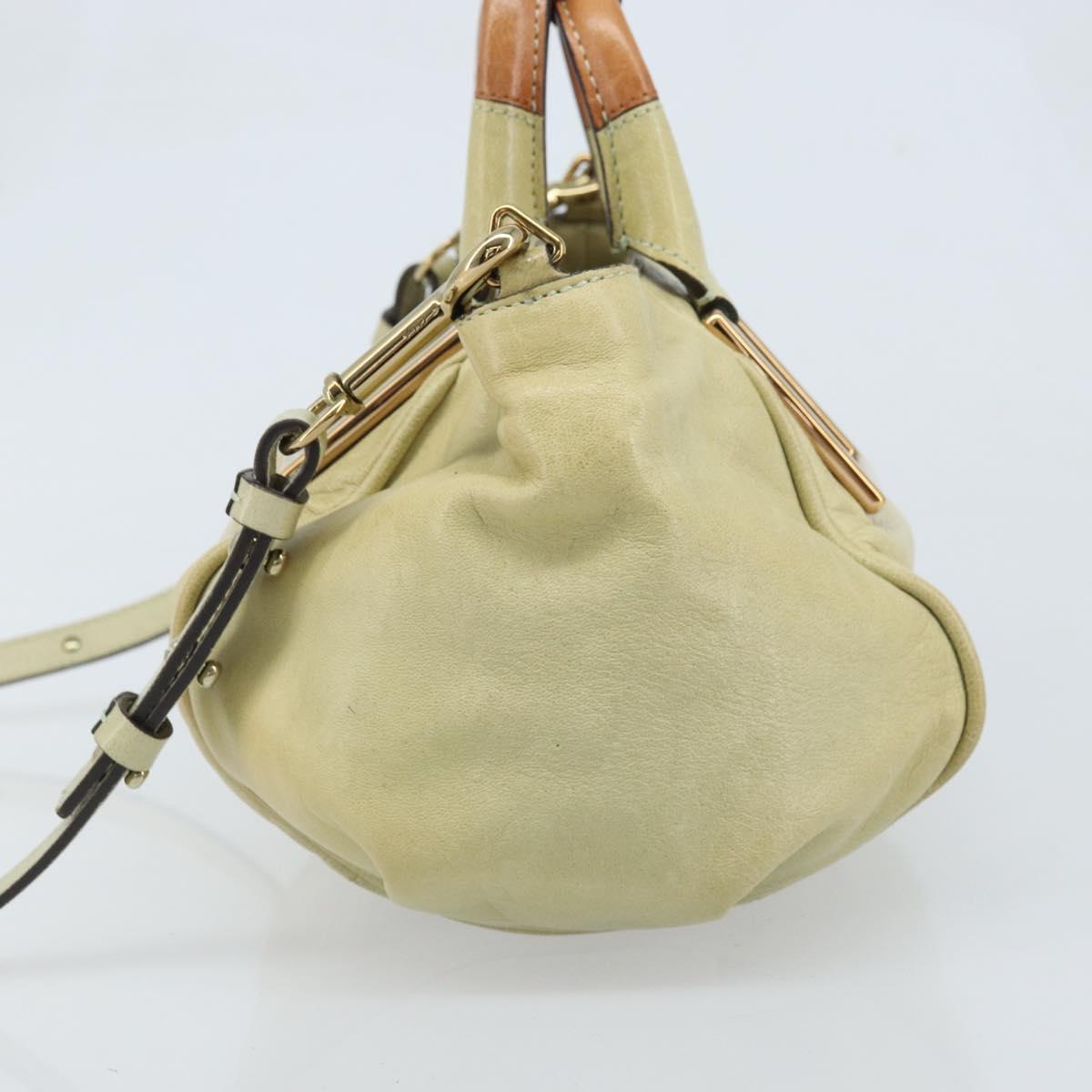 Chloe Etel Hand Bag Leather 2way Beige Gold Auth BSZ628A