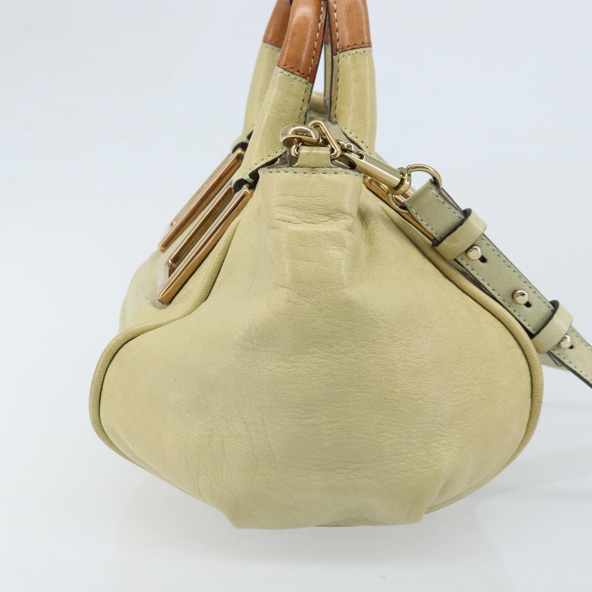 Chloe Etel Hand Bag Leather 2way Beige Gold Auth BSZ628A