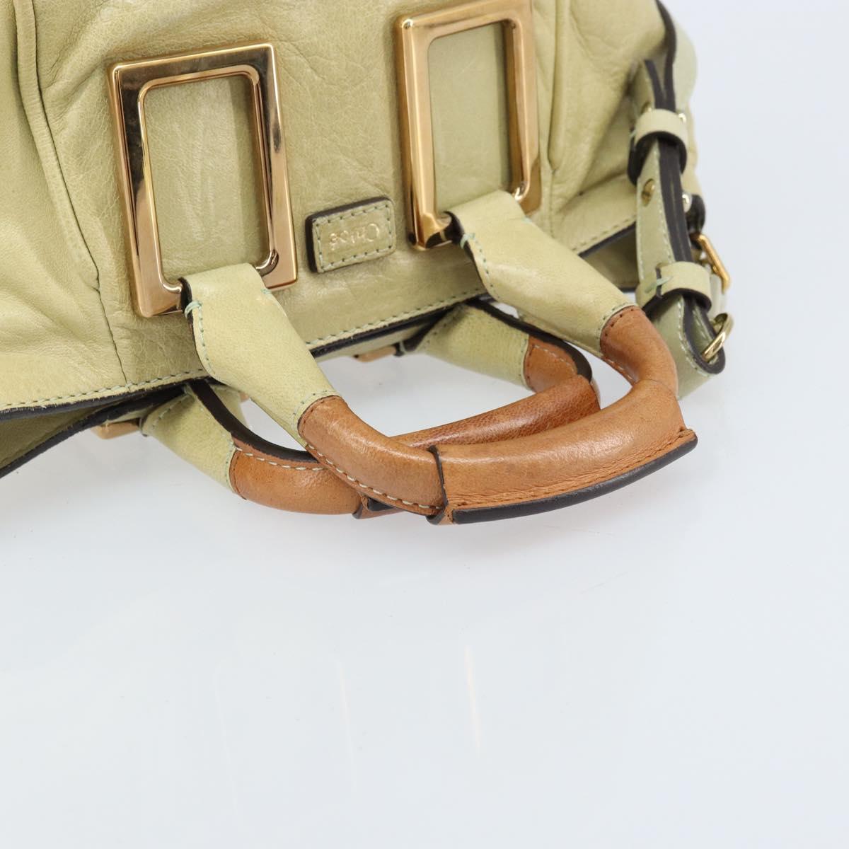 Chloe Etel Hand Bag Leather 2way Beige Gold Auth BSZ628A