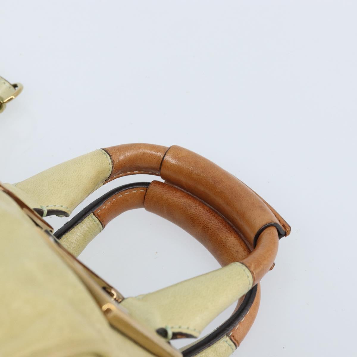 Chloe Etel Hand Bag Leather 2way Beige Gold Auth BSZ628A