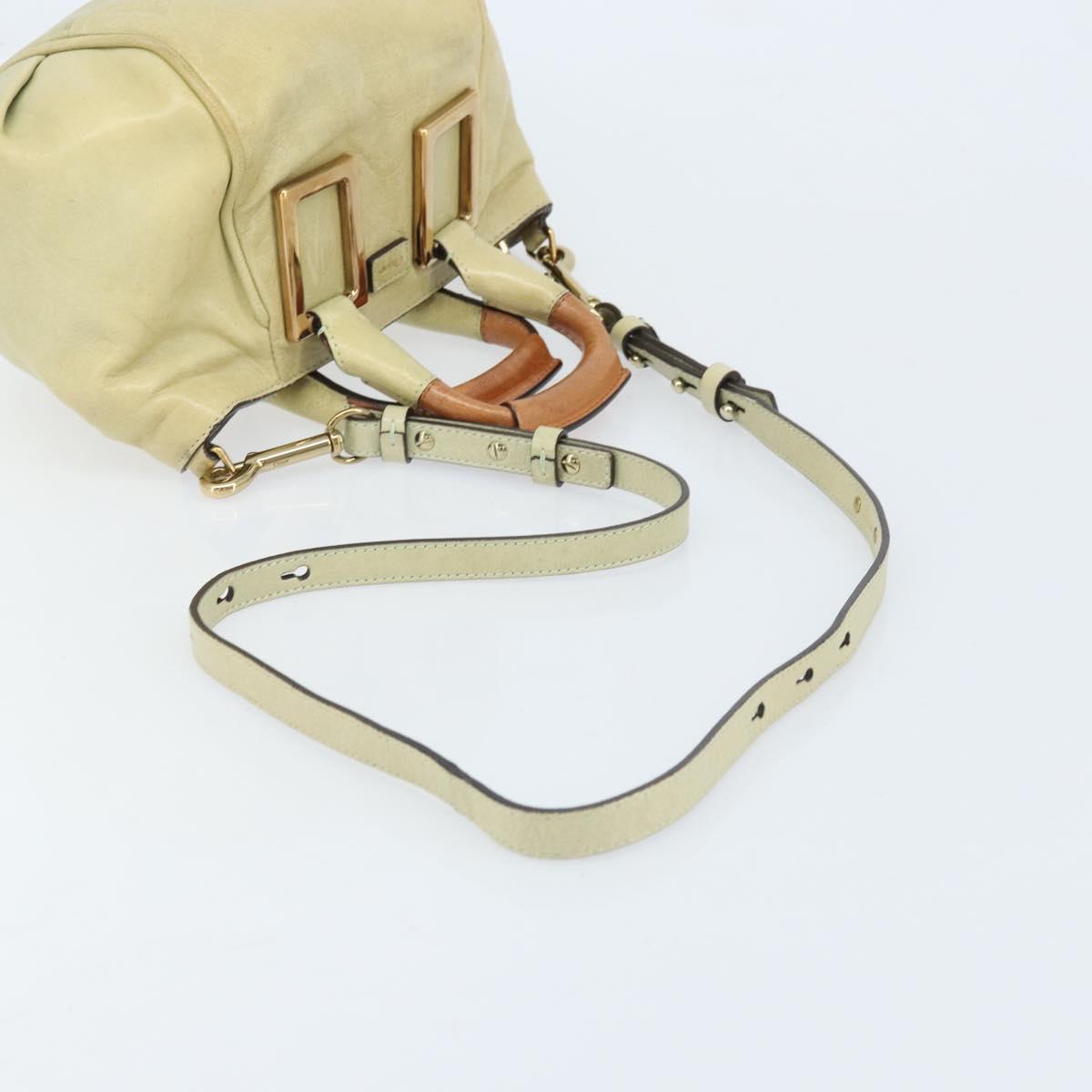 Chloe Etel Hand Bag Leather 2way Beige Gold Auth BSZ628A