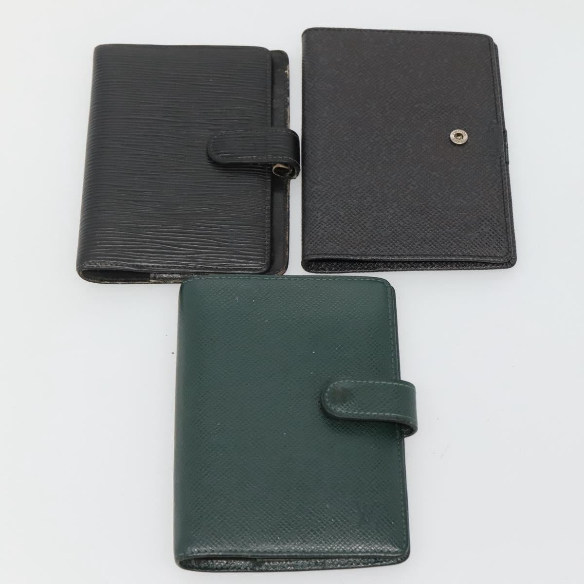 LOUIS VUITTON Epi Taiga Agenda Day Planner Cover 5Set Red Black Brown Auth CB058