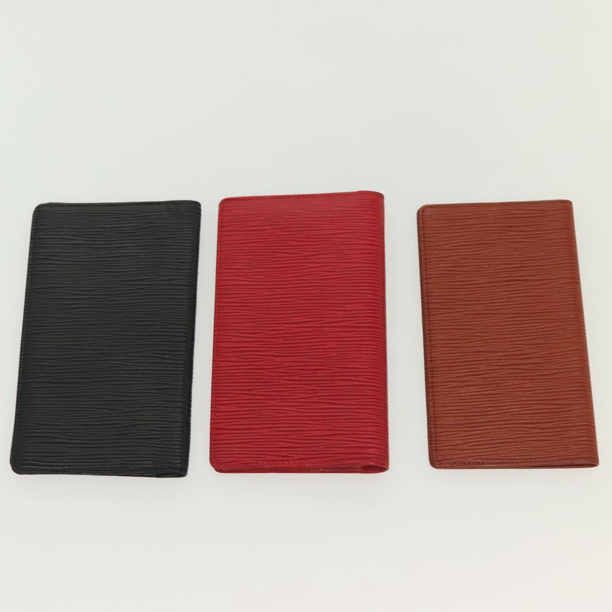 LOUIS VUITTON Epi Taiga Agenda Day Planner Cover 5Set Red Blue Brown Auth CB059