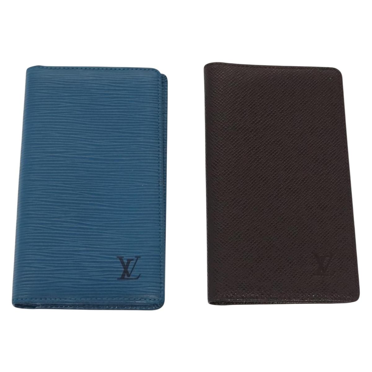 LOUIS VUITTON Epi Taiga Agenda Day Planner Cover 5Set Red Blue Brown Auth CB059