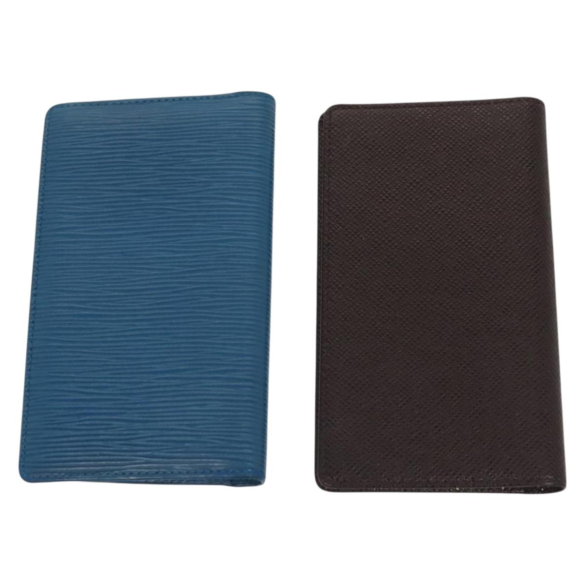 LOUIS VUITTON Epi Taiga Agenda Day Planner Cover 5Set Red Blue Brown Auth CB059