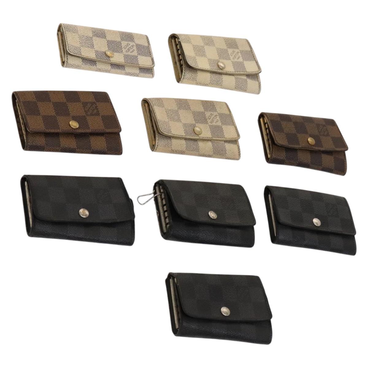 LOUIS VUITTON Damier Azur Ebene Graphite Key Case 9Set LV Auth CB078