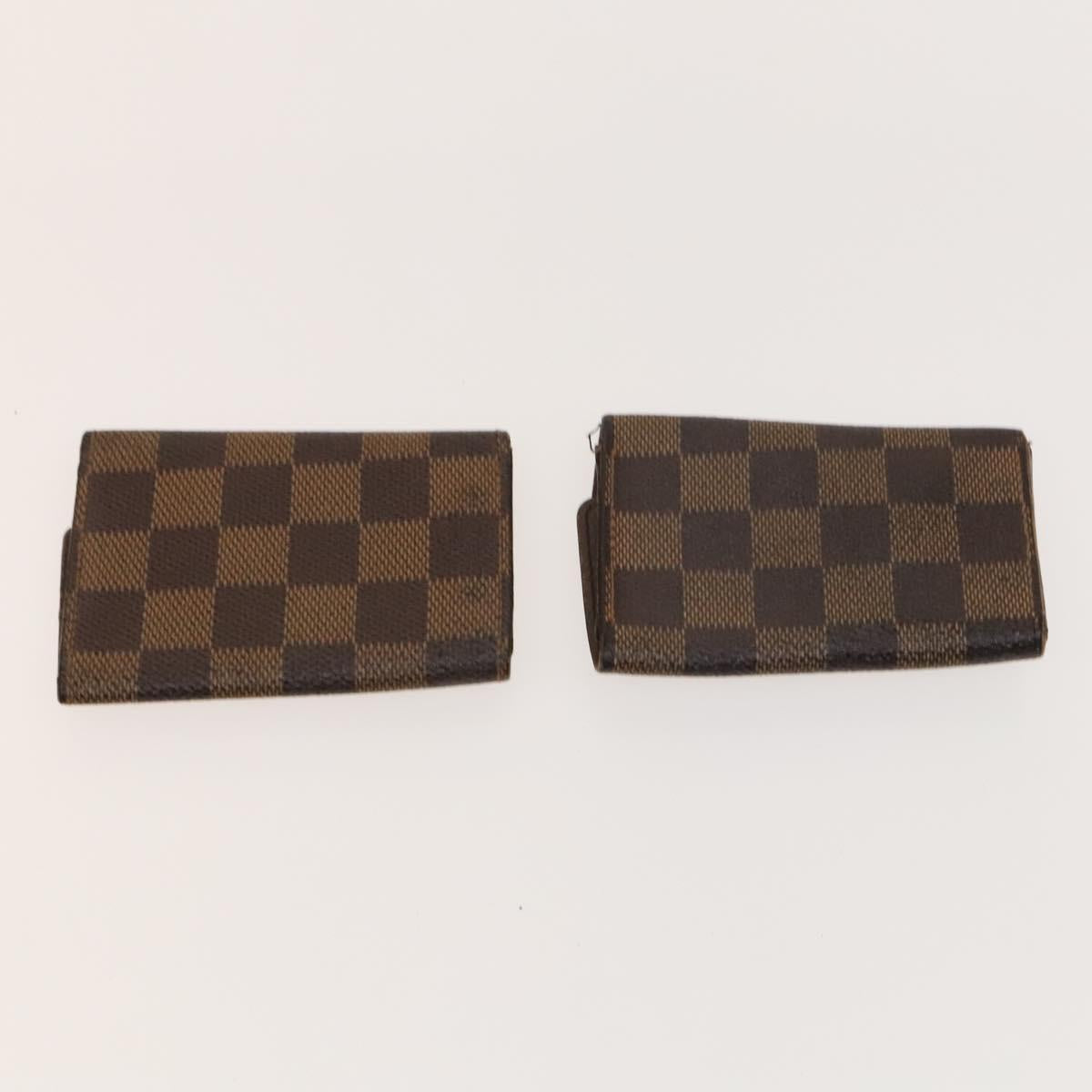 LOUIS VUITTON Damier Azur Ebene Graphite Key Case 9Set LV Auth CB078