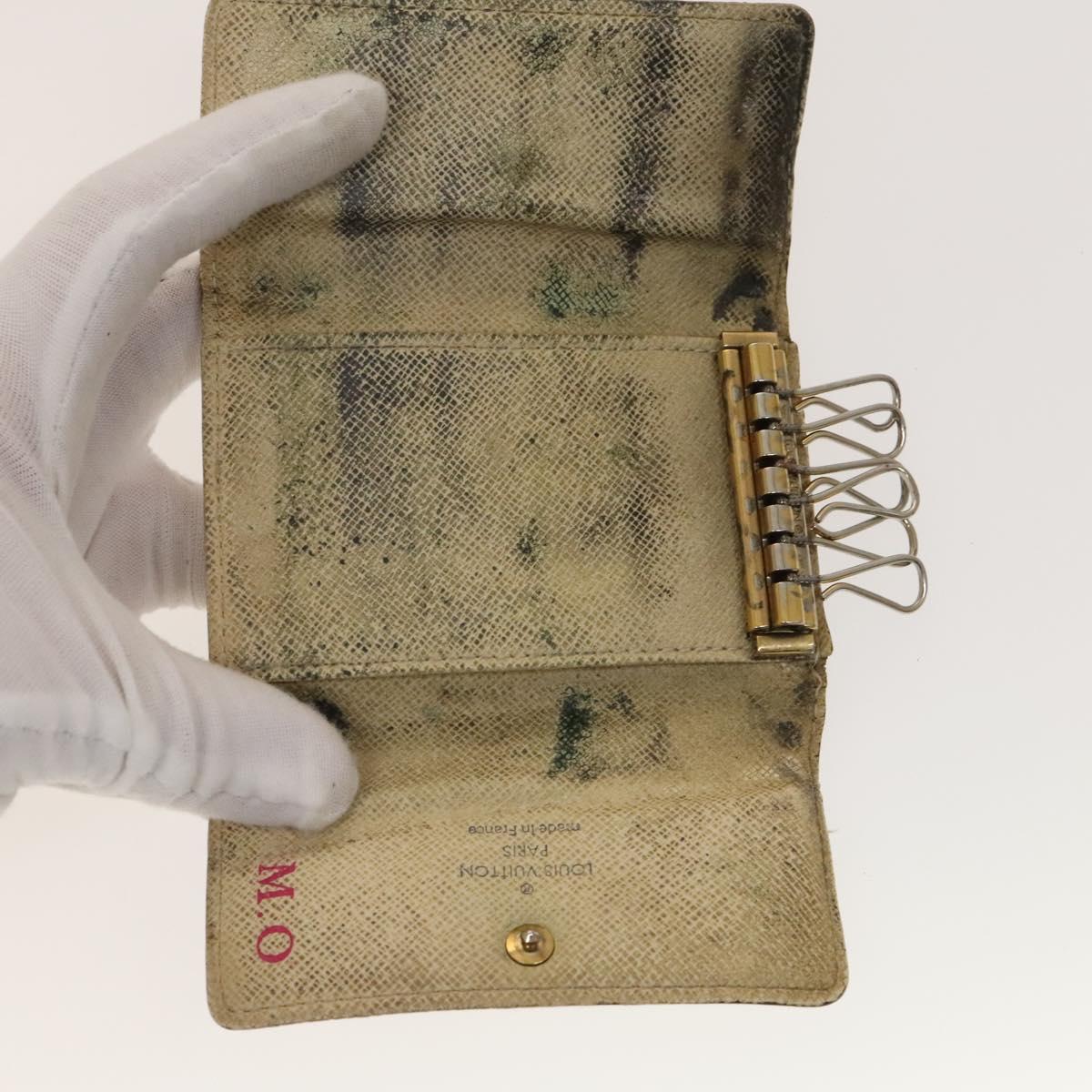 LOUIS VUITTON Damier Azur Ebene Graphite Key Case 9Set LV Auth CB078