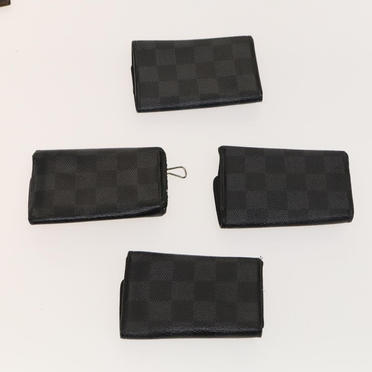 LOUIS VUITTON Damier Azur Ebene Graphite Key Case 9Set LV Auth CB078