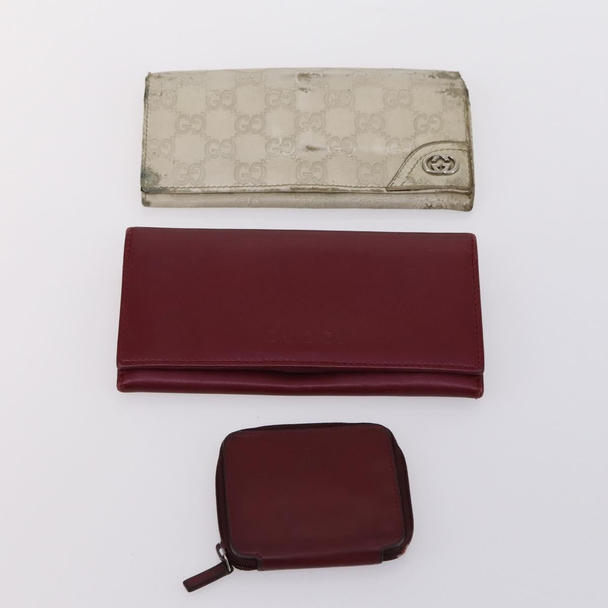 GUCCI GG Canvas Micro GG Guccissima Wallet Leather Canvas 10set Red Auth CB108