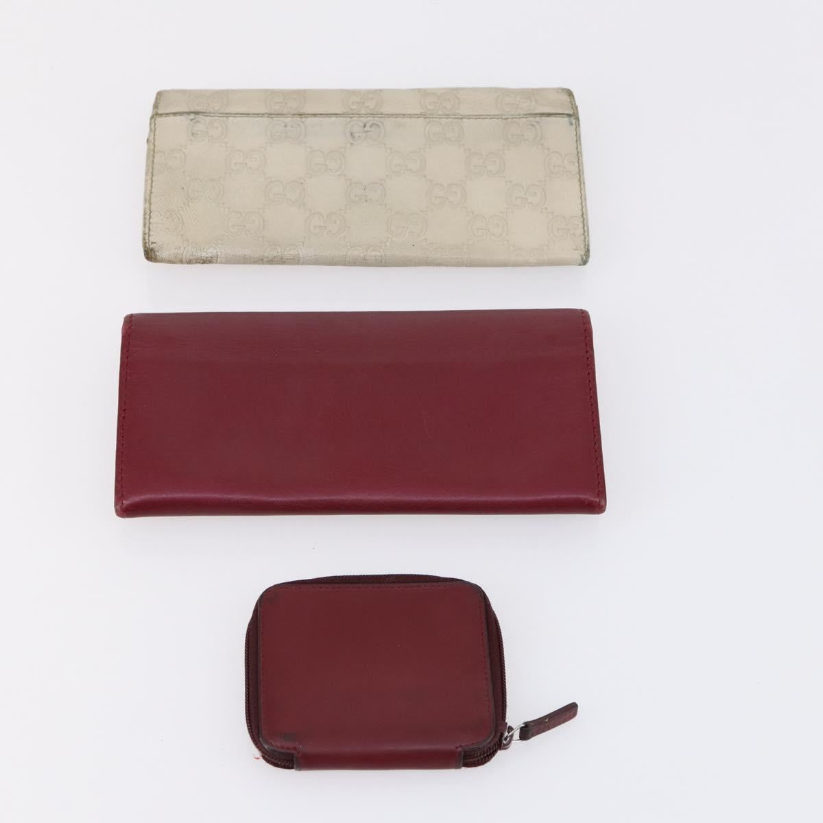 GUCCI GG Canvas Micro GG Guccissima Wallet Leather Canvas 10set Red Auth CB108