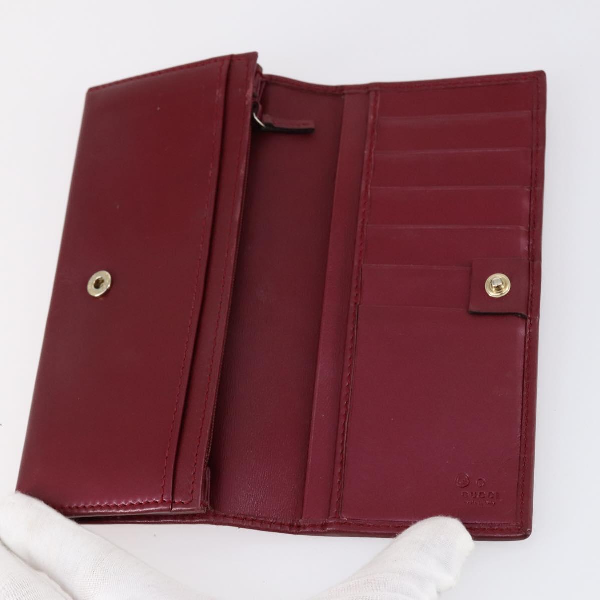 GUCCI GG Canvas Micro GG Guccissima Wallet Leather Canvas 10set Red Auth CB108