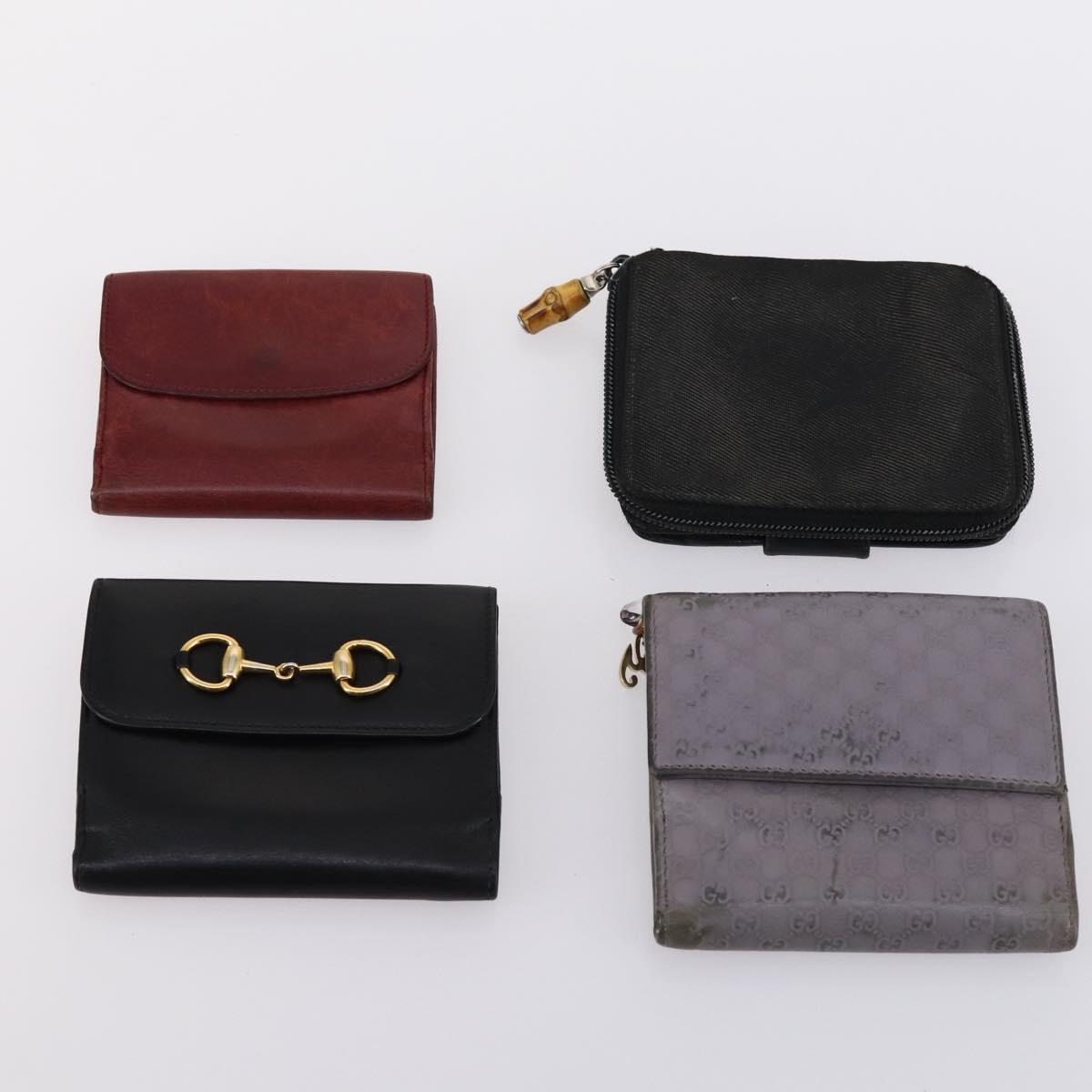 GUCCI GG Canvas Micro GG Guccissima Wallet Leather Canvas 10set Red Auth CB108