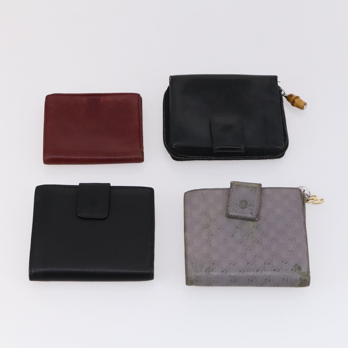 GUCCI GG Canvas Micro GG Guccissima Wallet Leather Canvas 10set Red Auth CB108