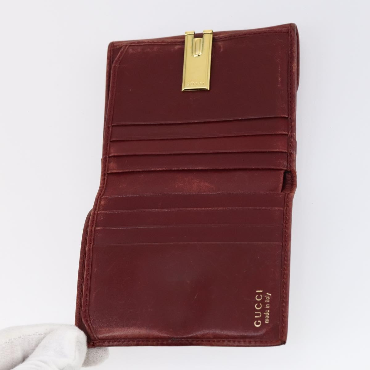 GUCCI GG Canvas Micro GG Guccissima Wallet Leather Canvas 10set Red Auth CB108
