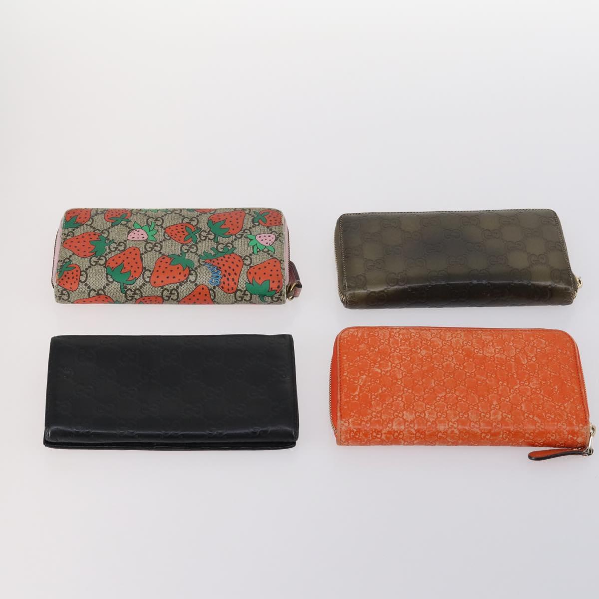 GUCCI GG Canvas Micro GG Guccissima Wallet Leather PVC 10set Black Auth CB109