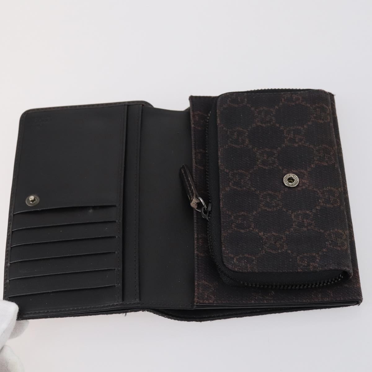 GUCCI GG Canvas Micro GG Guccissima Wallet Leather PVC 10set Black Auth CB109