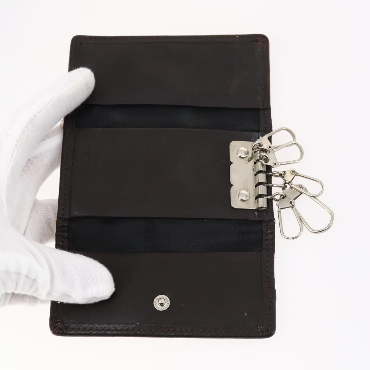 BURBERRY Nova Check Black Label Key Case Leather PVC 10set Beige Auth CB112