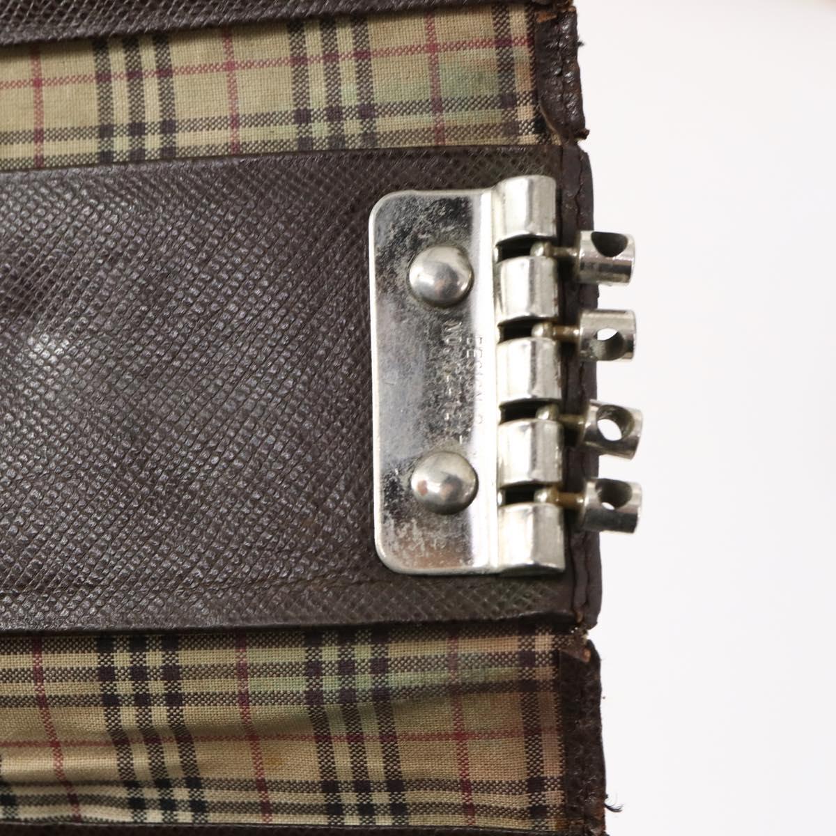 BURBERRY Nova Check Black Label Key Case Leather PVC 10set Beige Auth CB112