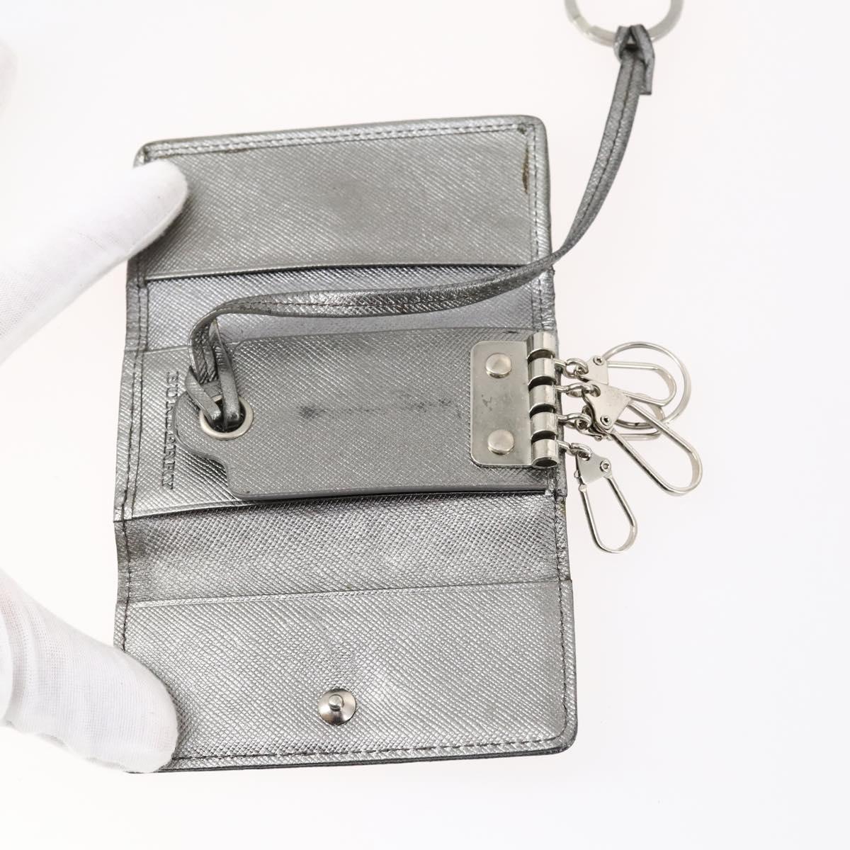 BURBERRY Nova Check Black Label Key Case Leather PVC 10set Beige Auth CB112