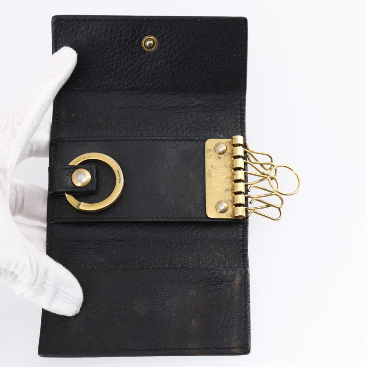 GUCCI GG Canvas Bamboo Key Case Leather Canvas 10set Beige Black Red Auth CB115