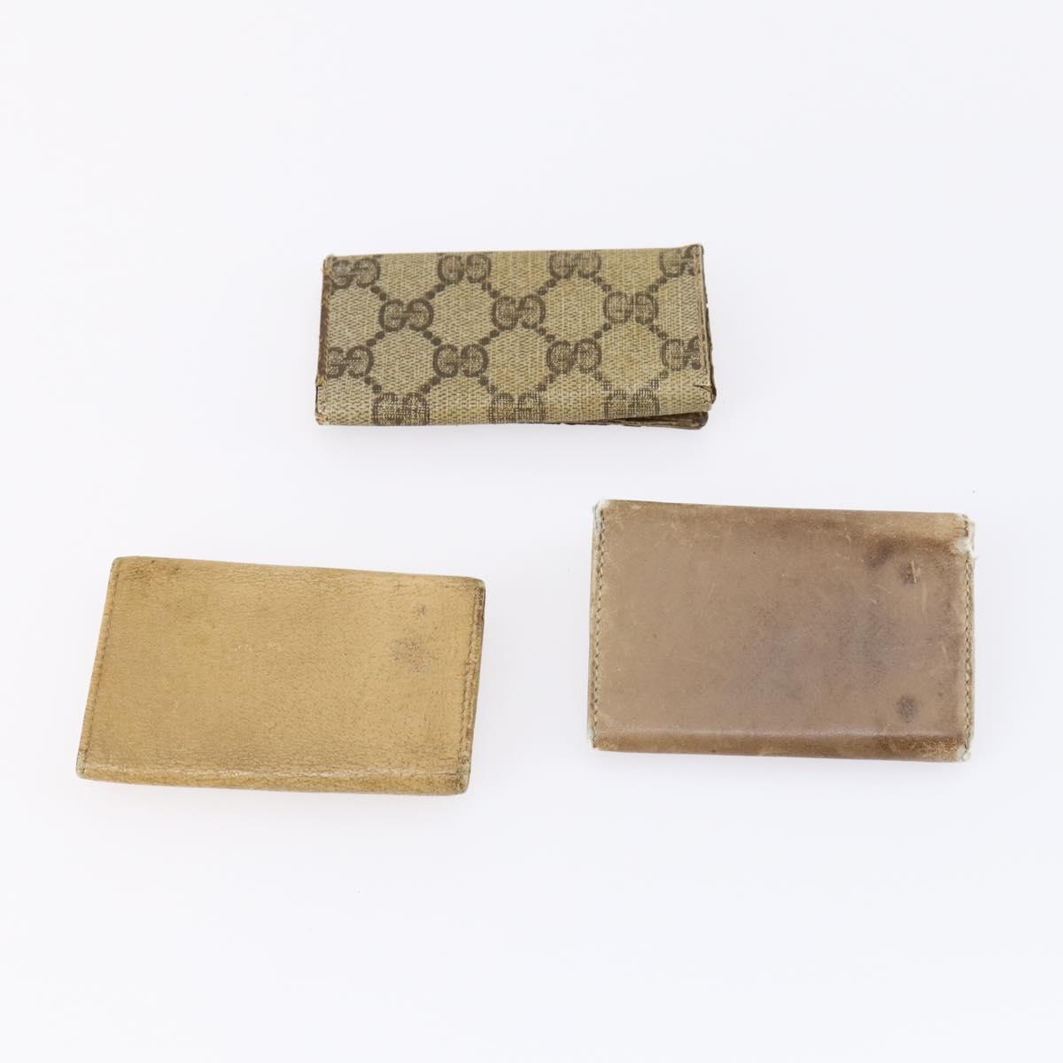 GUCCI GG Canvas Bamboo Key Case Leather Canvas 10set Beige Black Red Auth CB115