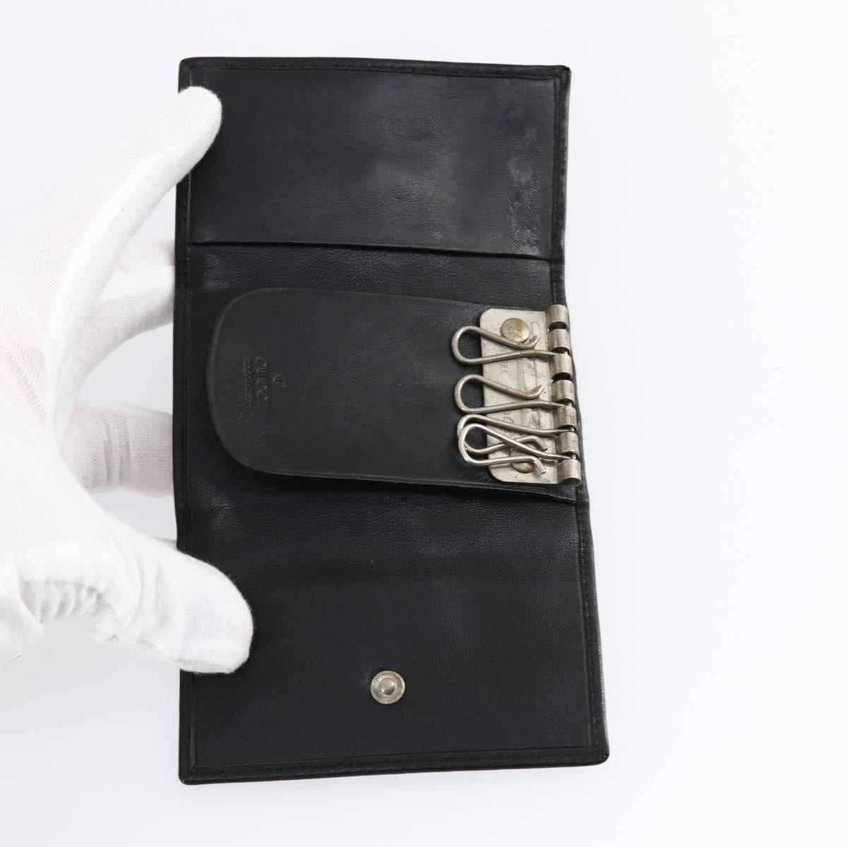 GUCCI GG Canvas Bamboo Key Case Leather Canvas 10set Beige Black Red Auth CB115