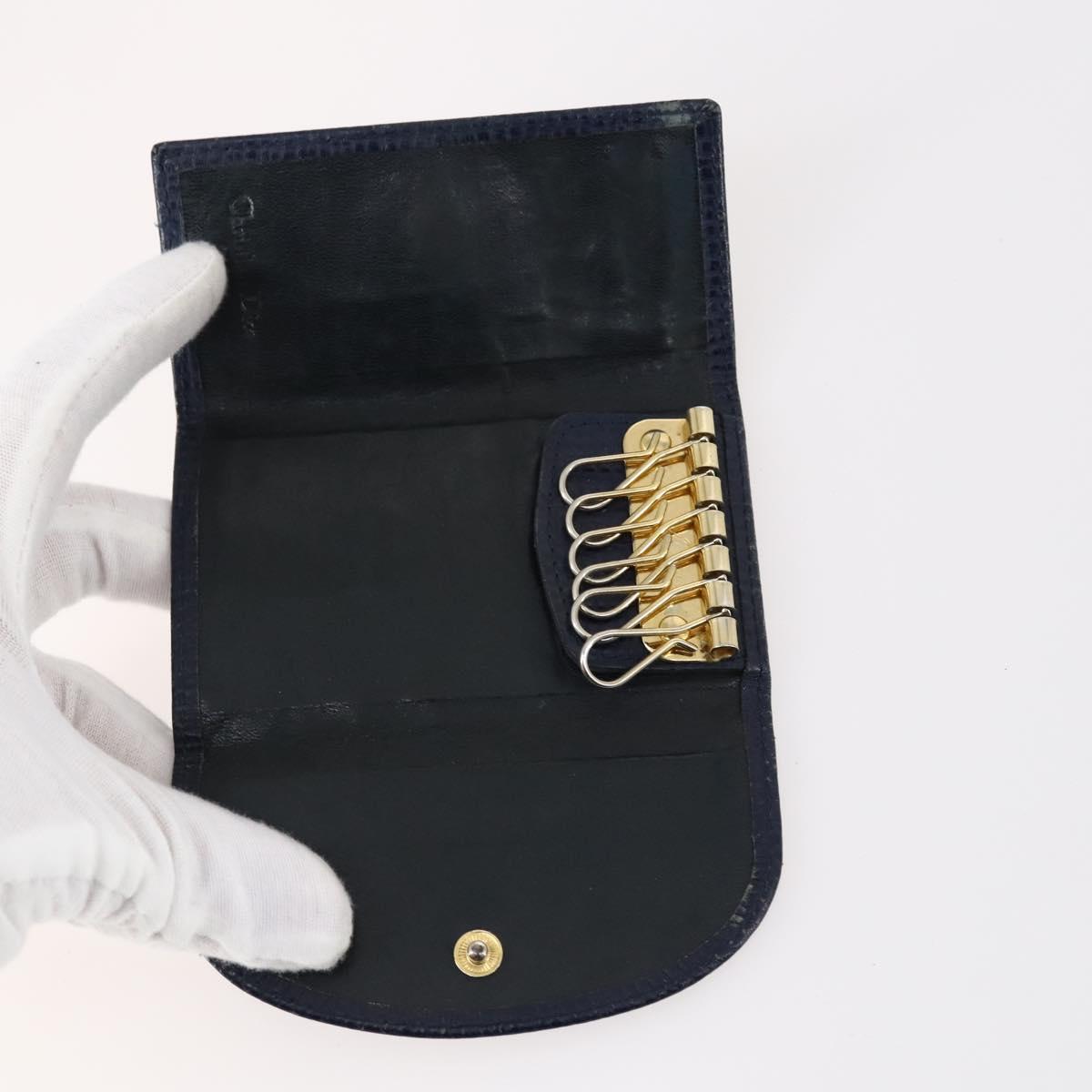 Christian Dior Trotter Canvas Key Case Leather Canvas PVC 10set Beige Auth CB116