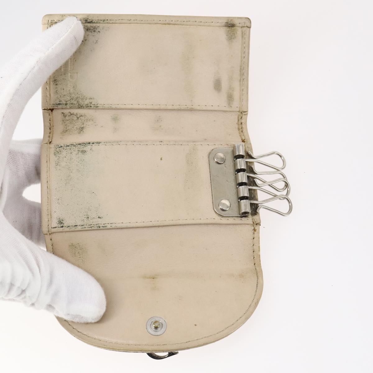Christian Dior Trotter Canvas Key Case Leather Canvas PVC 10set Beige Auth CB116