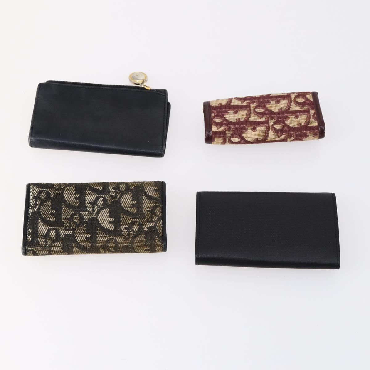 Christian Dior Trotter Canvas Key Case Leather Canvas PVC 10set Beige Auth CB116