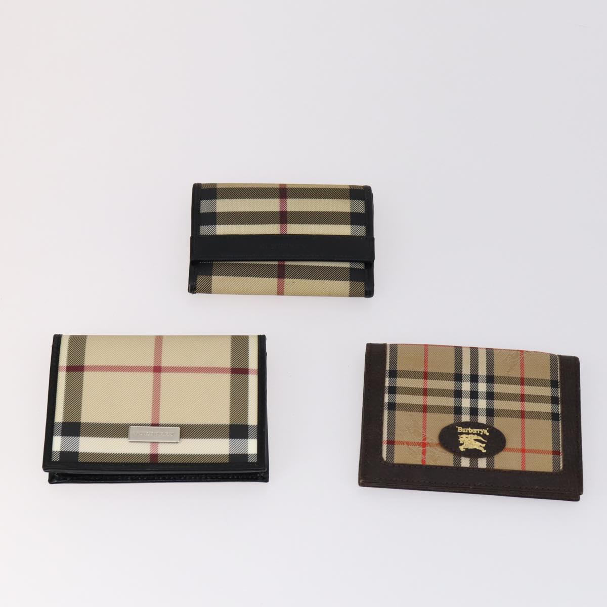 BURBERRY Card Case Canvas Leather 10set Beige Black Red Auth CB119