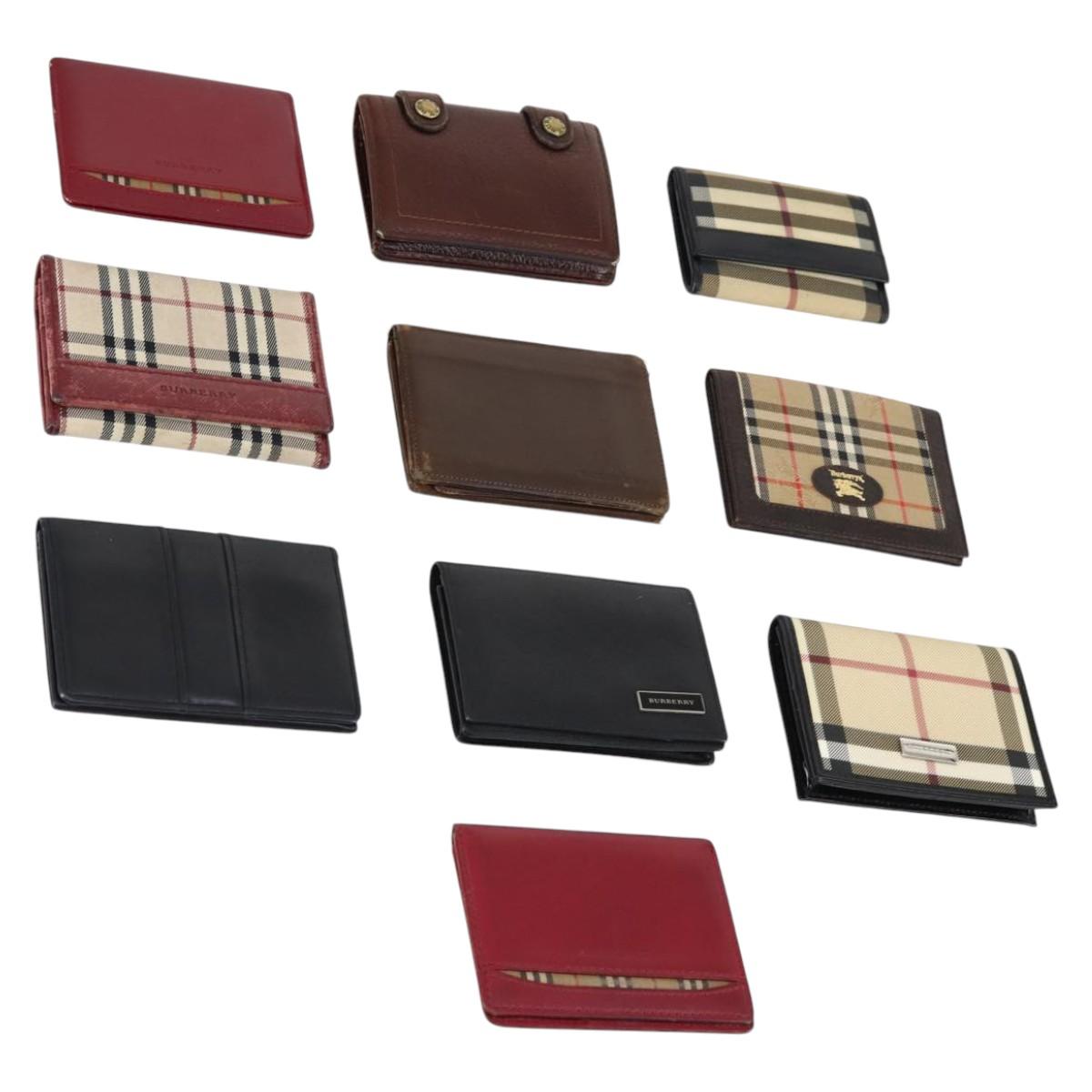 BURBERRY Card Case Canvas Leather 10set Beige Black Red Auth CB119