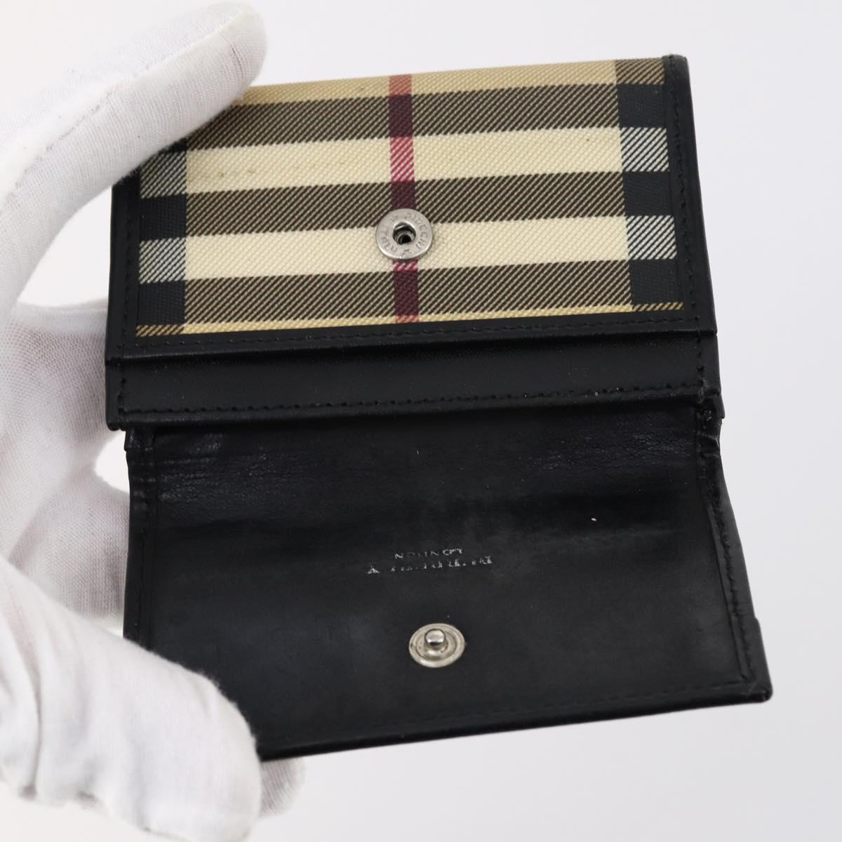 BURBERRY Card Case Canvas Leather 10set Beige Black Red Auth CB119