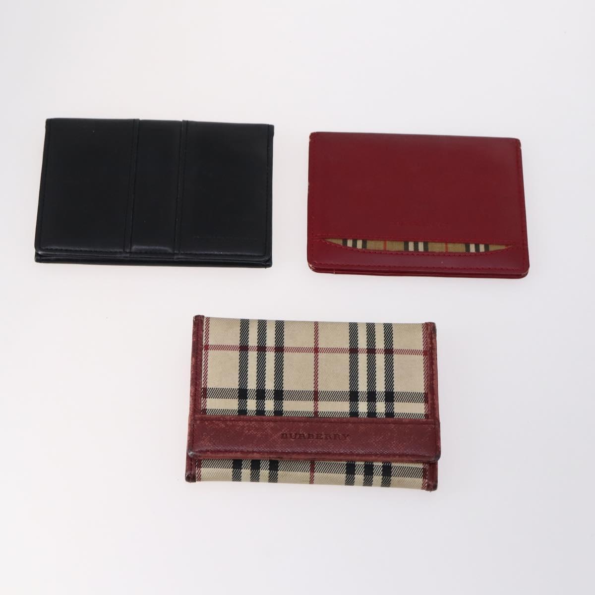 BURBERRY Card Case Canvas Leather 10set Beige Black Red Auth CB119