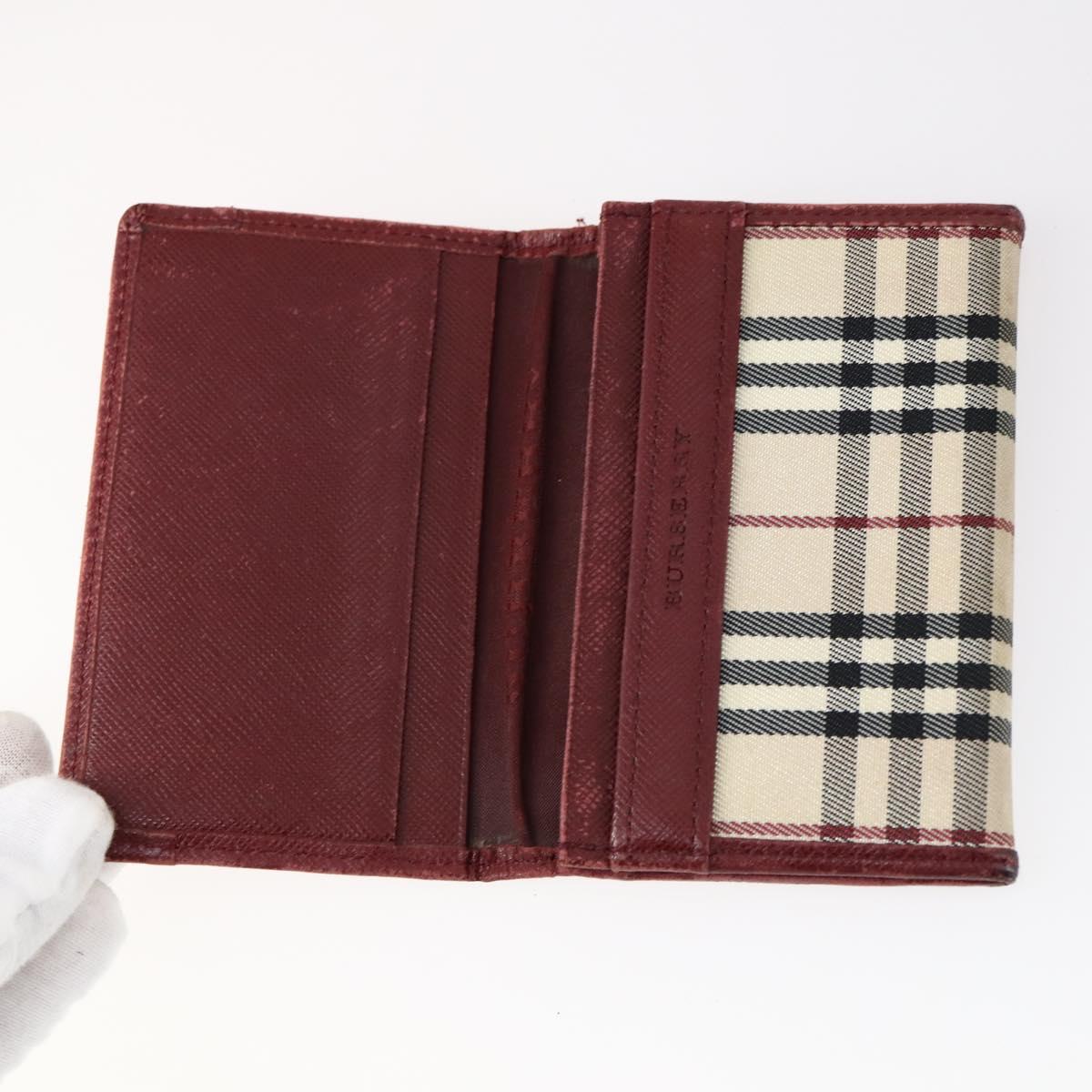 BURBERRY Card Case Canvas Leather 10set Beige Black Red Auth CB119