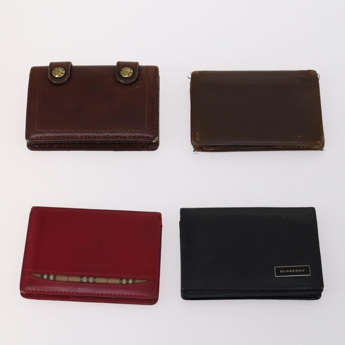 BURBERRY Card Case Canvas Leather 10set Beige Black Red Auth CB119