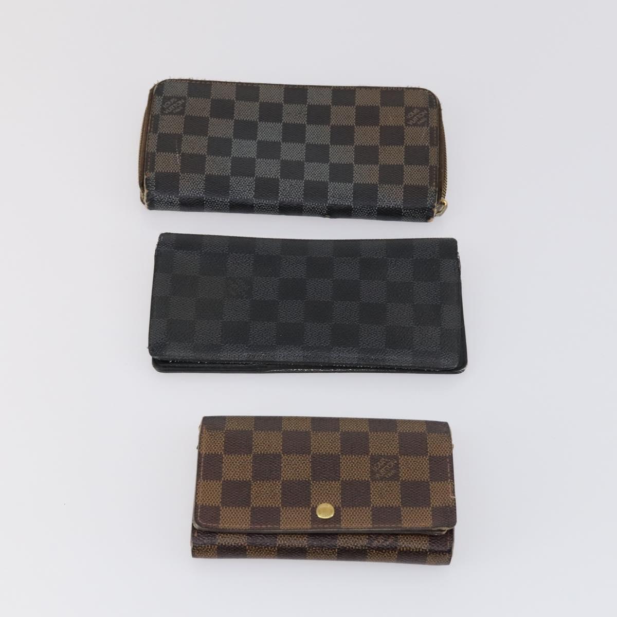 LOUIS VUITTON Damier Ebene Azur Graphite Wallet 10 Set LV Auth CB128