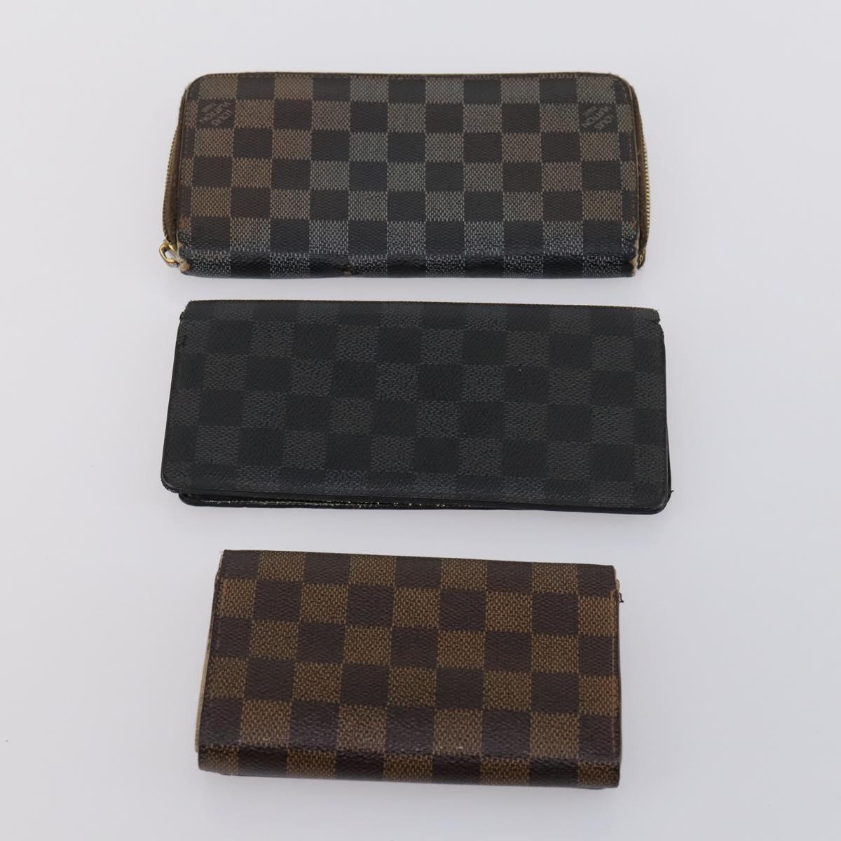 LOUIS VUITTON Damier Ebene Azur Graphite Wallet 10 Set LV Auth CB128